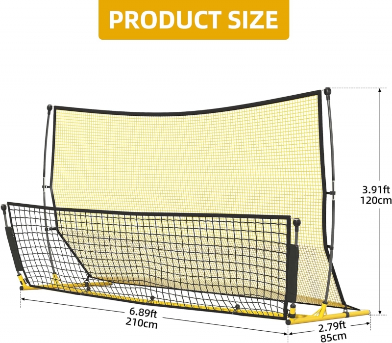 Soccer Rebounder, 2 in 1 Soccer Training Net, 7x4FT Bounce Back Net- for Passing and Shooting Drills, Including Portable Carry Bag and Stakes