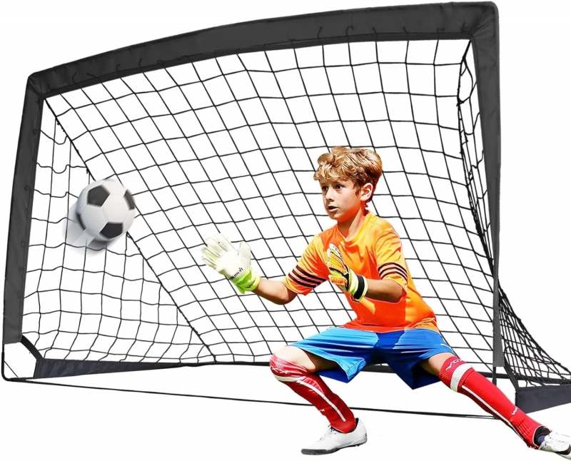 9x5FT Portable Soccer Goal for Kids Backyard with Carry Bag - Easy Folding Lightweight Fun for Outdoor Indoor Training Games for Teen Youth Adult