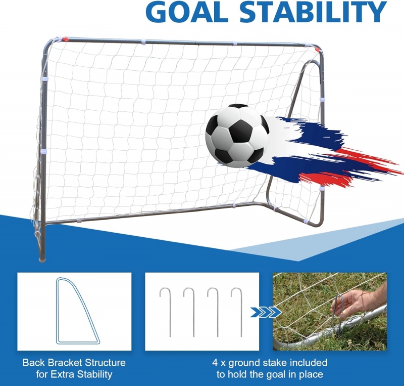 2pcs of Soccer Goal Portable Soccer Goals for Backyard Steel Frame Football Goal with All Weather Net for Kids Youth